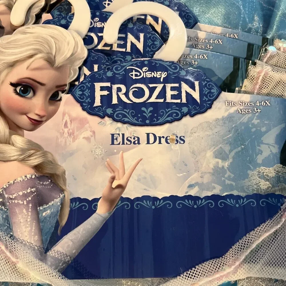 Disney Frozen Elsa Dress size S 4/6X Pretend Play Costume NEW - Picture 7 of 8